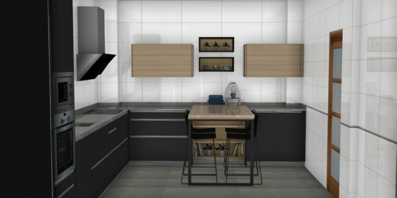 Cocina con combinación de colores - EVACOCINA