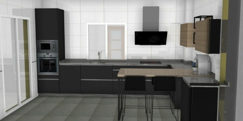 Cocina con combinación de colores - EVACOCINA