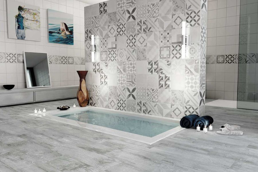 Baño con mosaico hidráulico