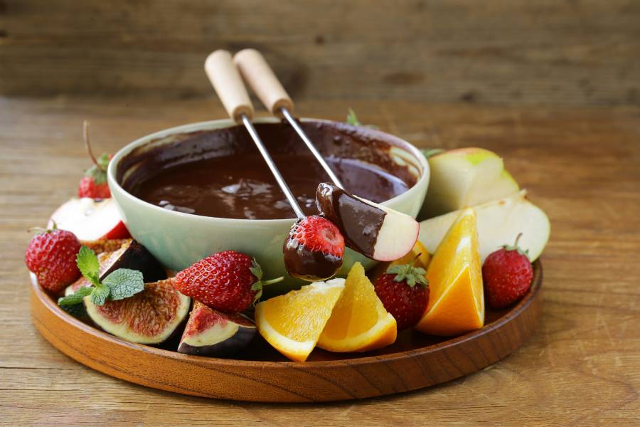Fondue de chocolate con frutas