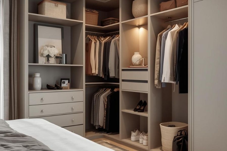 vestidor integrado en dormitorio