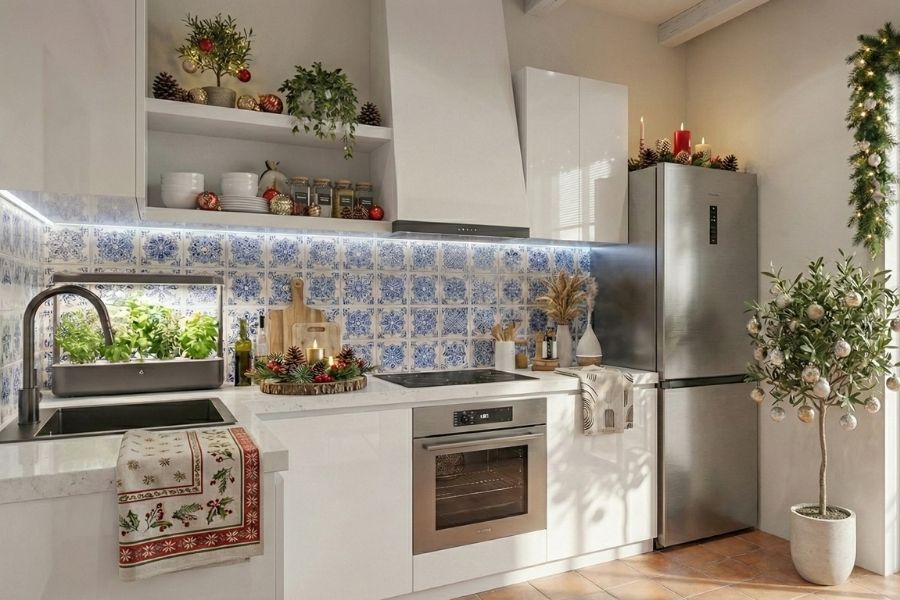 decorar cocina pequeña navidad
